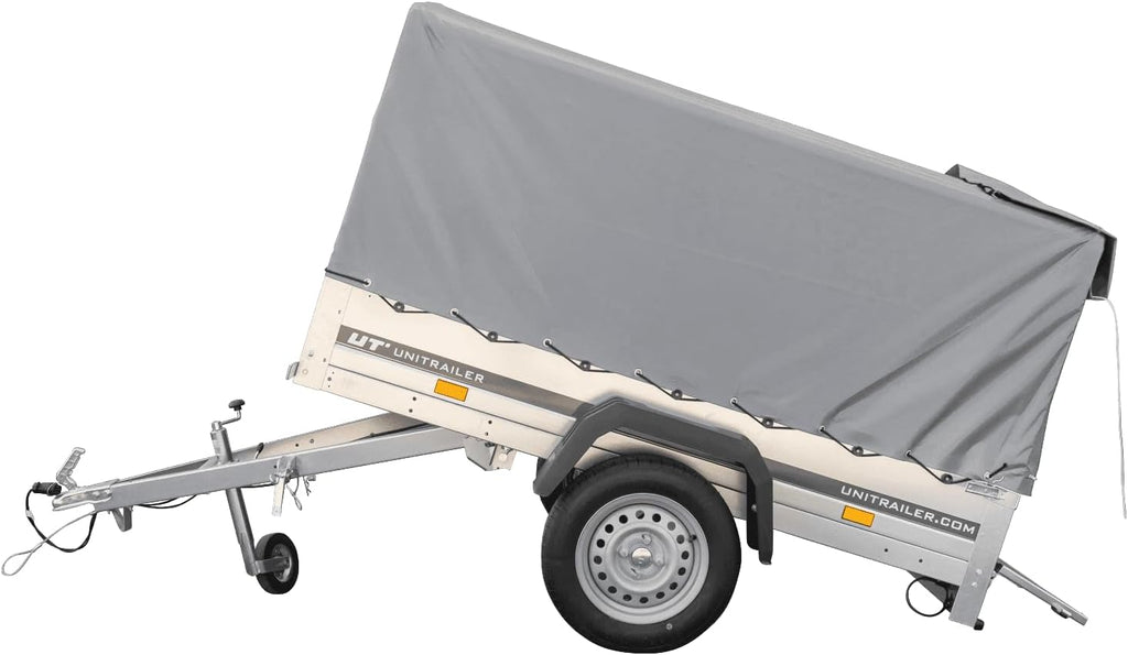 UNITRAILER Car Trailer Garden Trailer 200 Tilt, 200 x 106 cm, Car Trailer with Tilting Drawbar, High Tarpaulin and Jockey Wheel, Trailer Construction Made of Galvanised Steel - Car Trailer 750 kg