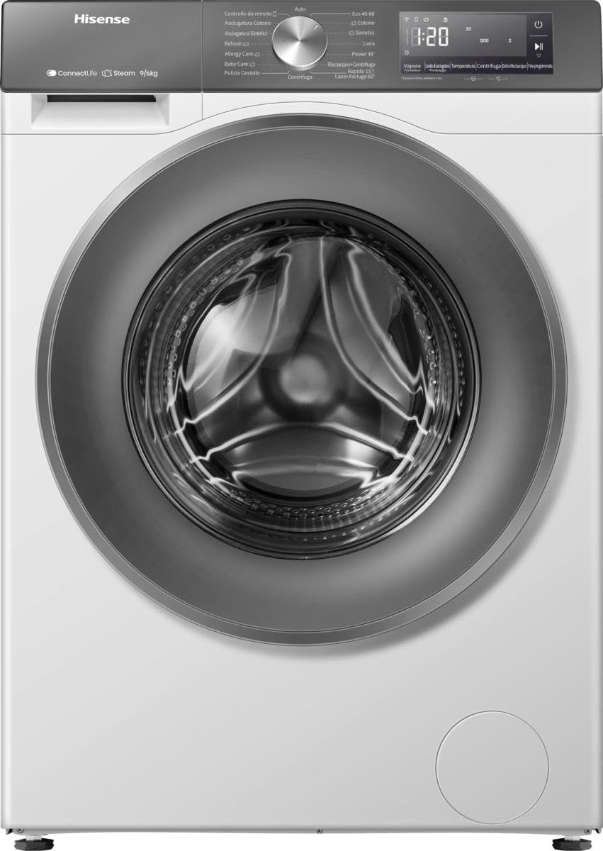 Hisense 3S Series WD3S8043BB3 Wifi Connected 8Kg and 5Kg Washer Dryer with 1400 rpm - Black - A-D Rated